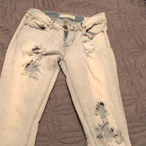 Faded stretchy cut out jeans